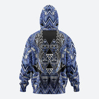 Aotearoa Ngati Kahungunu Hoodie Maori Tribal Blue Paua Shell Pattern