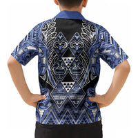 Aotearoa Ngati Kahungunu Kid Hawaiian Shirt Maori Tribal Blue Paua Shell Pattern