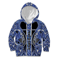 Aotearoa Ngati Kahungunu Kid Hoodie Maori Tribal Blue Paua Shell Pattern