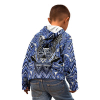 Aotearoa Ngati Kahungunu Kid Hoodie Maori Tribal Blue Paua Shell Pattern