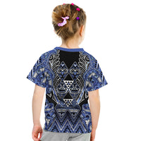 Aotearoa Ngati Kahungunu Kid T Shirt Maori Tribal Blue Paua Shell Pattern