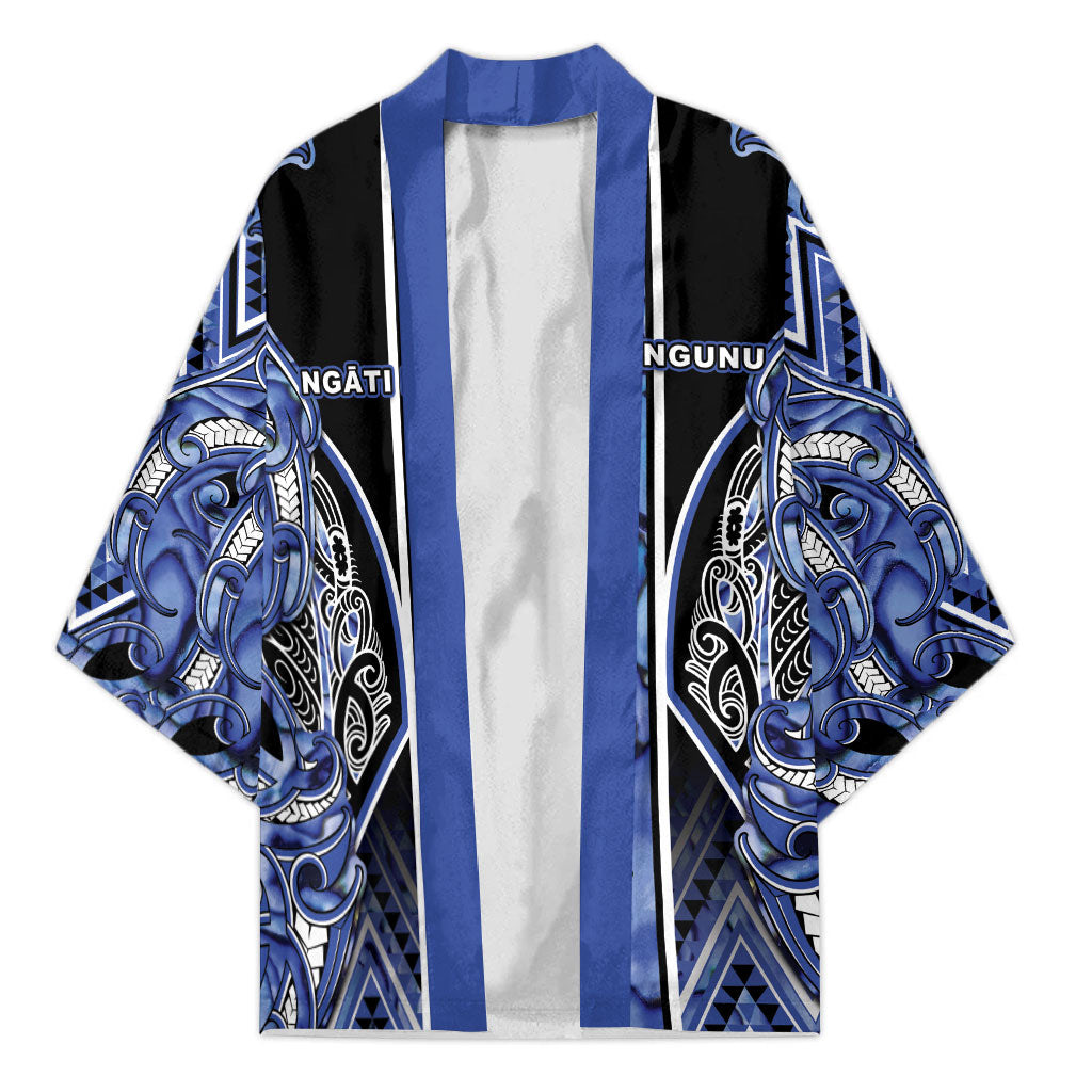 Aotearoa Ngati Kahungunu Kimono Maori Tribal Blue Paua Shell Pattern