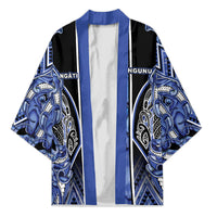 Aotearoa Ngati Kahungunu Kimono Maori Tribal Blue Paua Shell Pattern