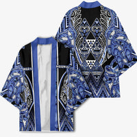 Aotearoa Ngati Kahungunu Kimono Maori Tribal Blue Paua Shell Pattern