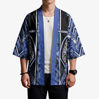 Aotearoa Ngati Kahungunu Kimono Maori Tribal Blue Paua Shell Pattern