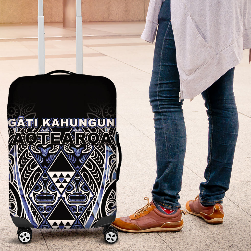Aotearoa Ngati Kahungunu Luggage Cover Maori Tribal Blue Paua Shell Pattern