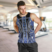 Aotearoa Ngati Kahungunu Men Tank Top Maori Tribal Blue Paua Shell Pattern