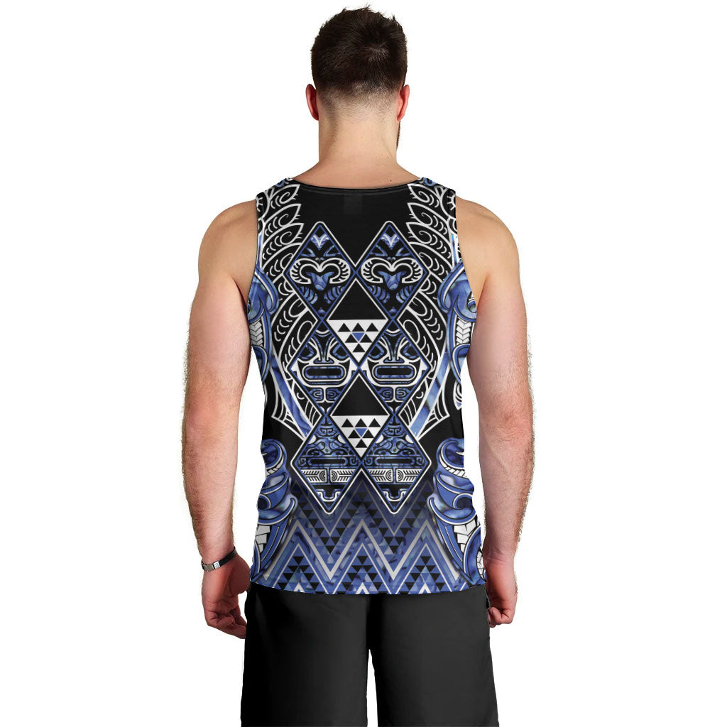 Aotearoa Ngati Kahungunu Men Tank Top Maori Tribal Blue Paua Shell Pattern