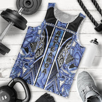 Aotearoa Ngati Kahungunu Men Tank Top Maori Tribal Blue Paua Shell Pattern