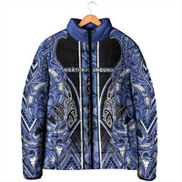 Aotearoa Ngati Kahungunu Padded Jacket Maori Tribal Blue Paua Shell Pattern