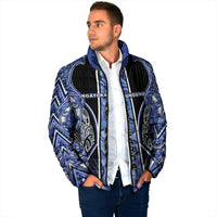 Aotearoa Ngati Kahungunu Padded Jacket Maori Tribal Blue Paua Shell Pattern