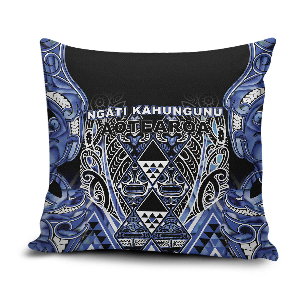 Aotearoa Ngati Kahungunu Pillow Cover Maori Tribal Blue Paua Shell Pattern DT05 Blue - Polynesian Pride