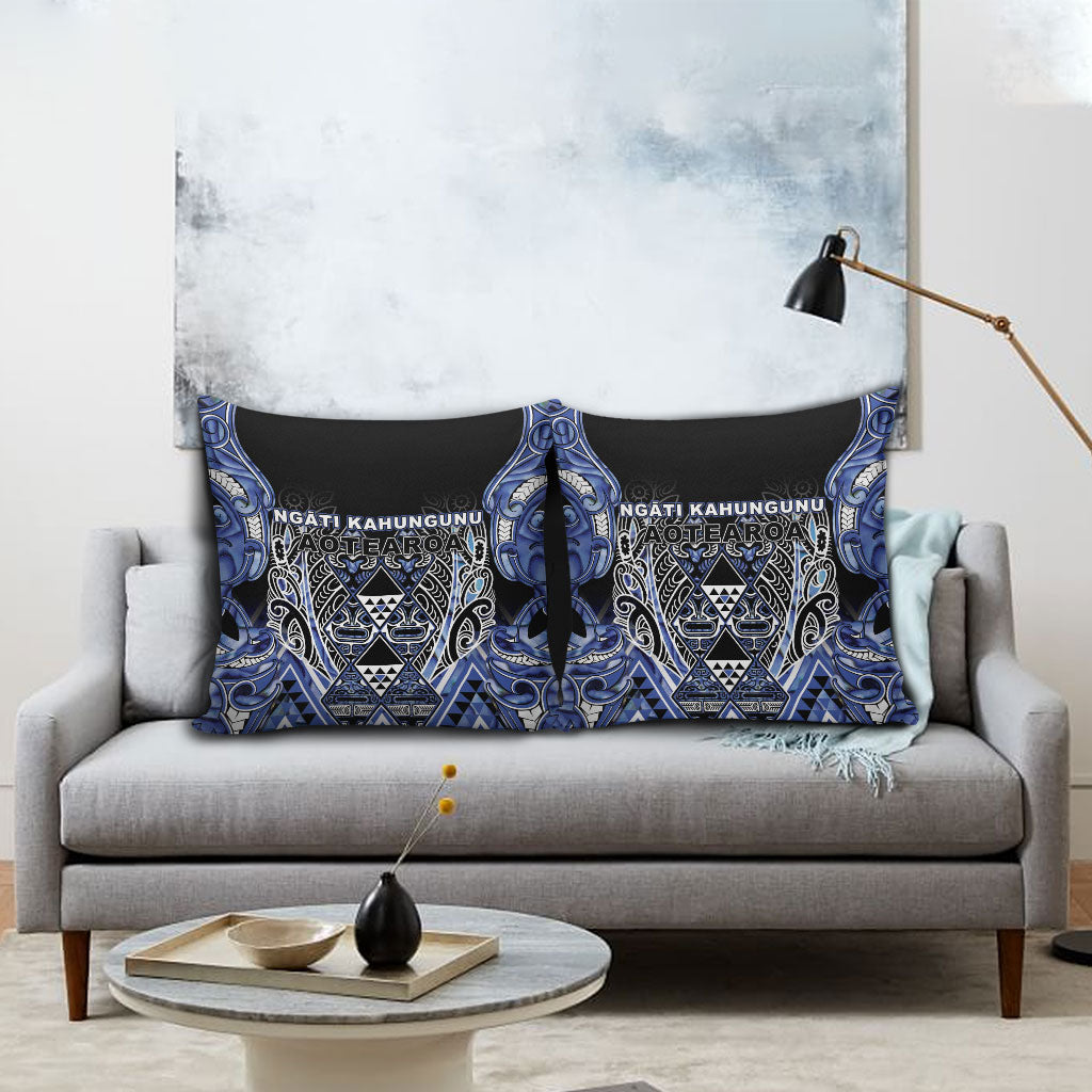 Aotearoa Ngati Kahungunu Pillow Cover Maori Tribal Blue Paua Shell Pattern