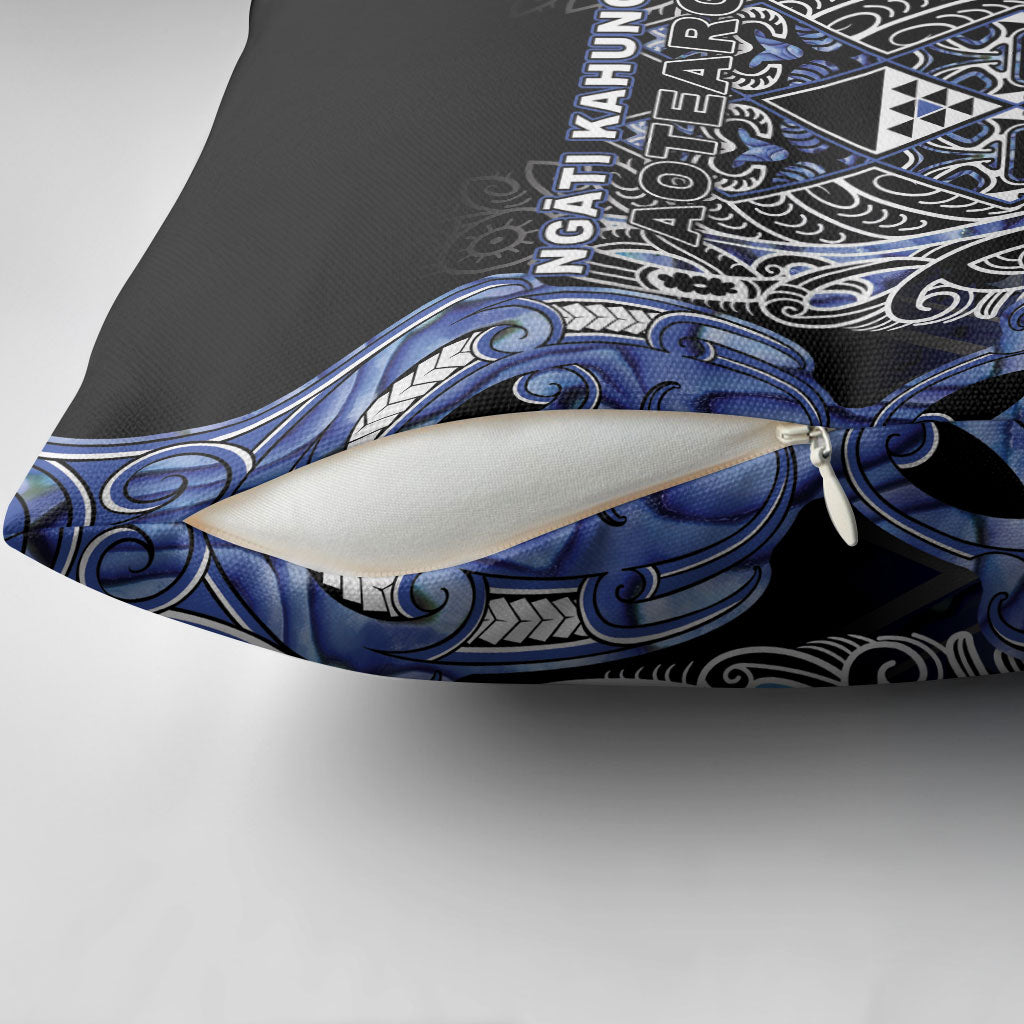 Aotearoa Ngati Kahungunu Pillow Cover Maori Tribal Blue Paua Shell Pattern