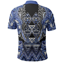Aotearoa Ngati Kahungunu Polo Shirt Maori Tribal Blue Paua Shell Pattern