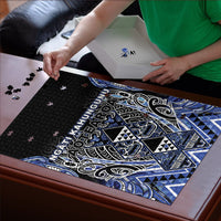 Aotearoa Ngati Kahungunu Puzzle Maori Tribal Blue Paua Shell Pattern