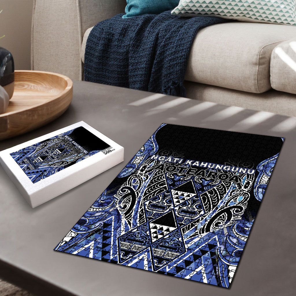Aotearoa Ngati Kahungunu Puzzle Maori Tribal Blue Paua Shell Pattern