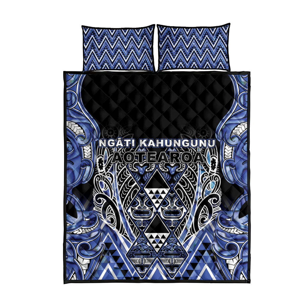 Aotearoa Ngati Kahungunu Quilt Bed Set Maori Tribal Blue Paua Shell Pattern