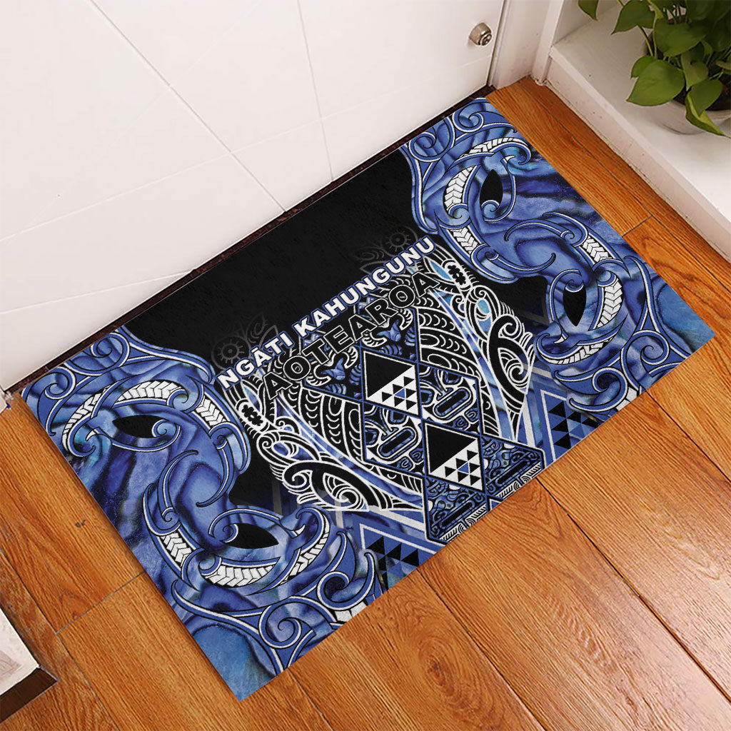 Aotearoa Ngati Kahungunu Rubber Doormat Maori Tribal Blue Paua Shell Pattern