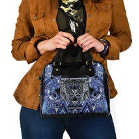 Aotearoa Ngati Kahungunu Shoulder Handbag Maori Tribal Blue Paua Shell Pattern
