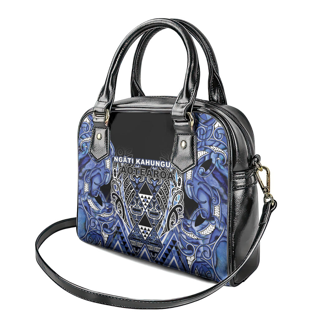 Aotearoa Ngati Kahungunu Shoulder Handbag Maori Tribal Blue Paua Shell Pattern