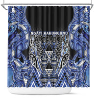Aotearoa Ngati Kahungunu Shower Curtain Maori Tribal Blue Paua Shell Pattern