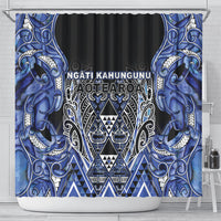 Aotearoa Ngati Kahungunu Shower Curtain Maori Tribal Blue Paua Shell Pattern