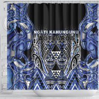 Aotearoa Ngati Kahungunu Shower Curtain Maori Tribal Blue Paua Shell Pattern