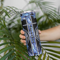 Aotearoa Ngati Kahungunu Skinny Tumbler Maori Tribal Blue Paua Shell Pattern