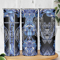 Aotearoa Ngati Kahungunu Skinny Tumbler Maori Tribal Blue Paua Shell Pattern