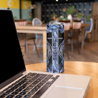 Aotearoa Ngati Kahungunu Skinny Tumbler Maori Tribal Blue Paua Shell Pattern