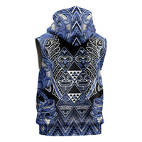 Aotearoa Ngati Kahungunu Sleeveless Hoodie Maori Tribal Blue Paua Shell Pattern