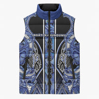 Aotearoa Ngati Kahungunu Sleeveless Puffer Jacket Maori Tribal Blue Paua Shell Pattern