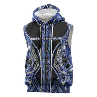 Aotearoa Ngati Kahungunu Sleeveless Zip Hoodie Maori Tribal Blue Paua Shell Pattern