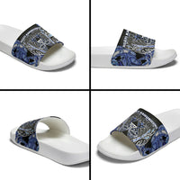 Aotearoa Ngati Kahungunu Slide Sandals Maori Tribal Blue Paua Shell Pattern
