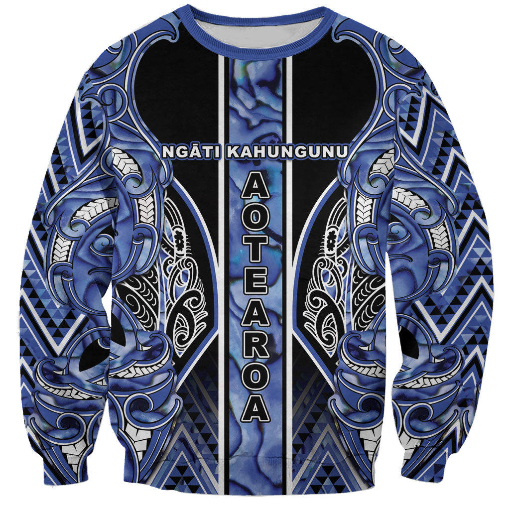 Aotearoa Ngati Kahungunu Sweatshirt Maori Tribal Blue Paua Shell Pattern
