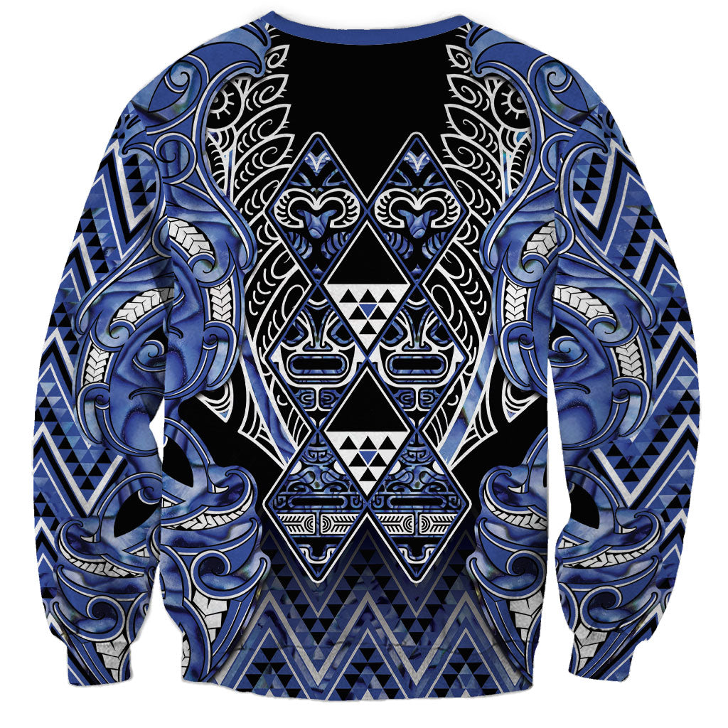 Aotearoa Ngati Kahungunu Sweatshirt Maori Tribal Blue Paua Shell Pattern