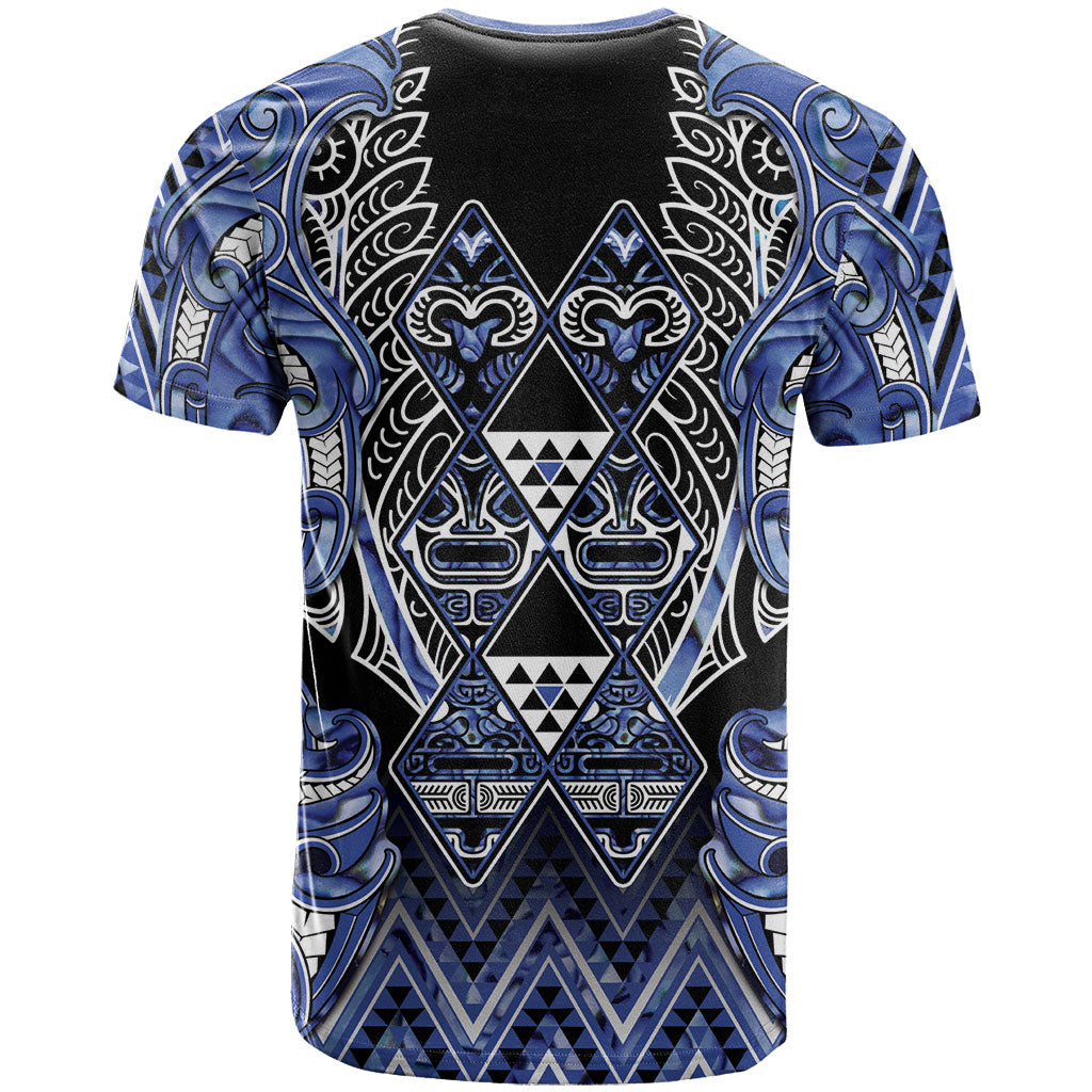 Aotearoa Ngati Kahungunu T Shirt Maori Tribal Blue Paua Shell Pattern