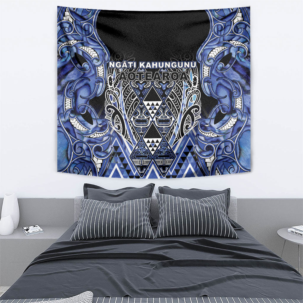 Aotearoa Ngati Kahungunu Tapestry Maori Tribal Blue Paua Shell Pattern