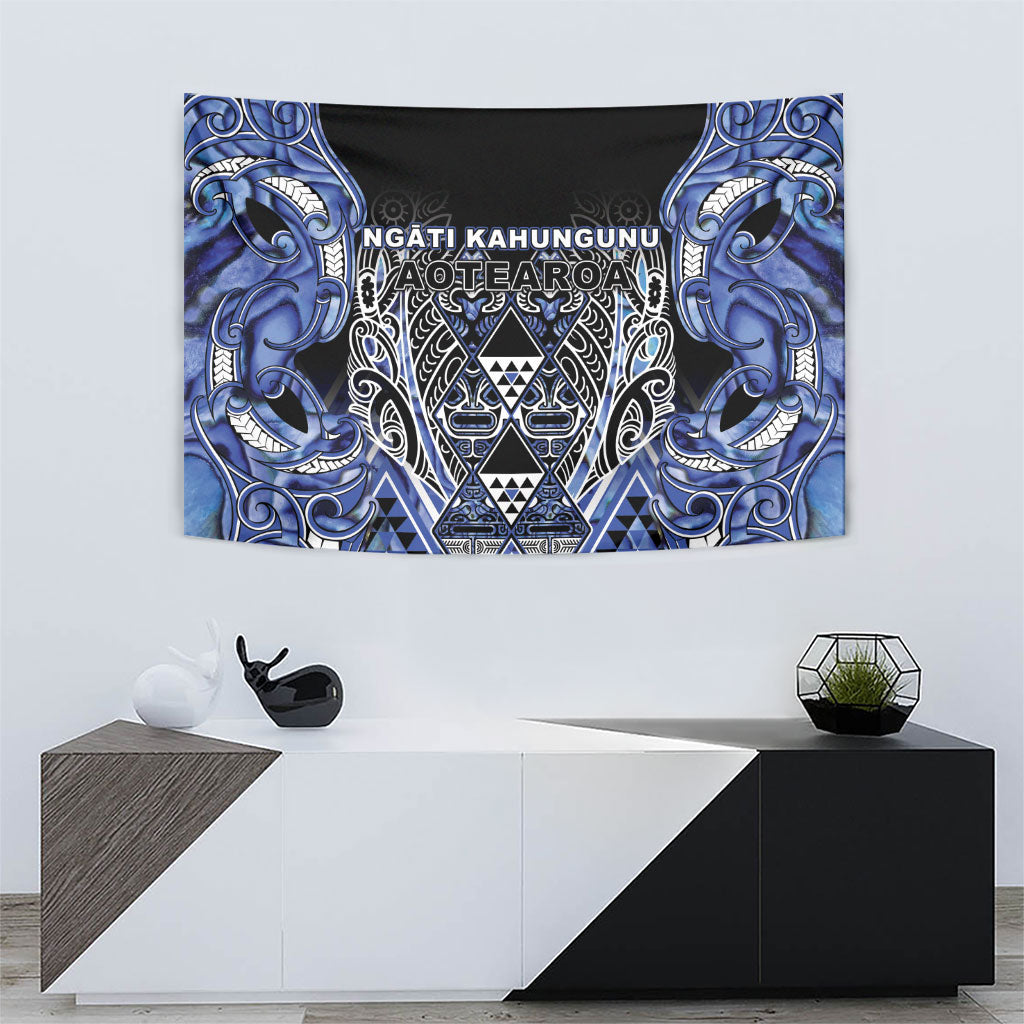 Aotearoa Ngati Kahungunu Tapestry Maori Tribal Blue Paua Shell Pattern