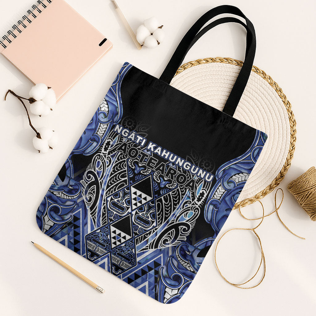 Aotearoa Ngati Kahungunu Tote Bag Maori Tribal Blue Paua Shell Pattern