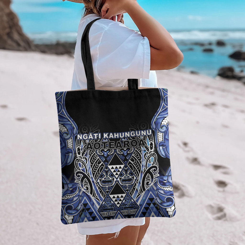 Aotearoa Ngati Kahungunu Tote Bag Maori Tribal Blue Paua Shell Pattern