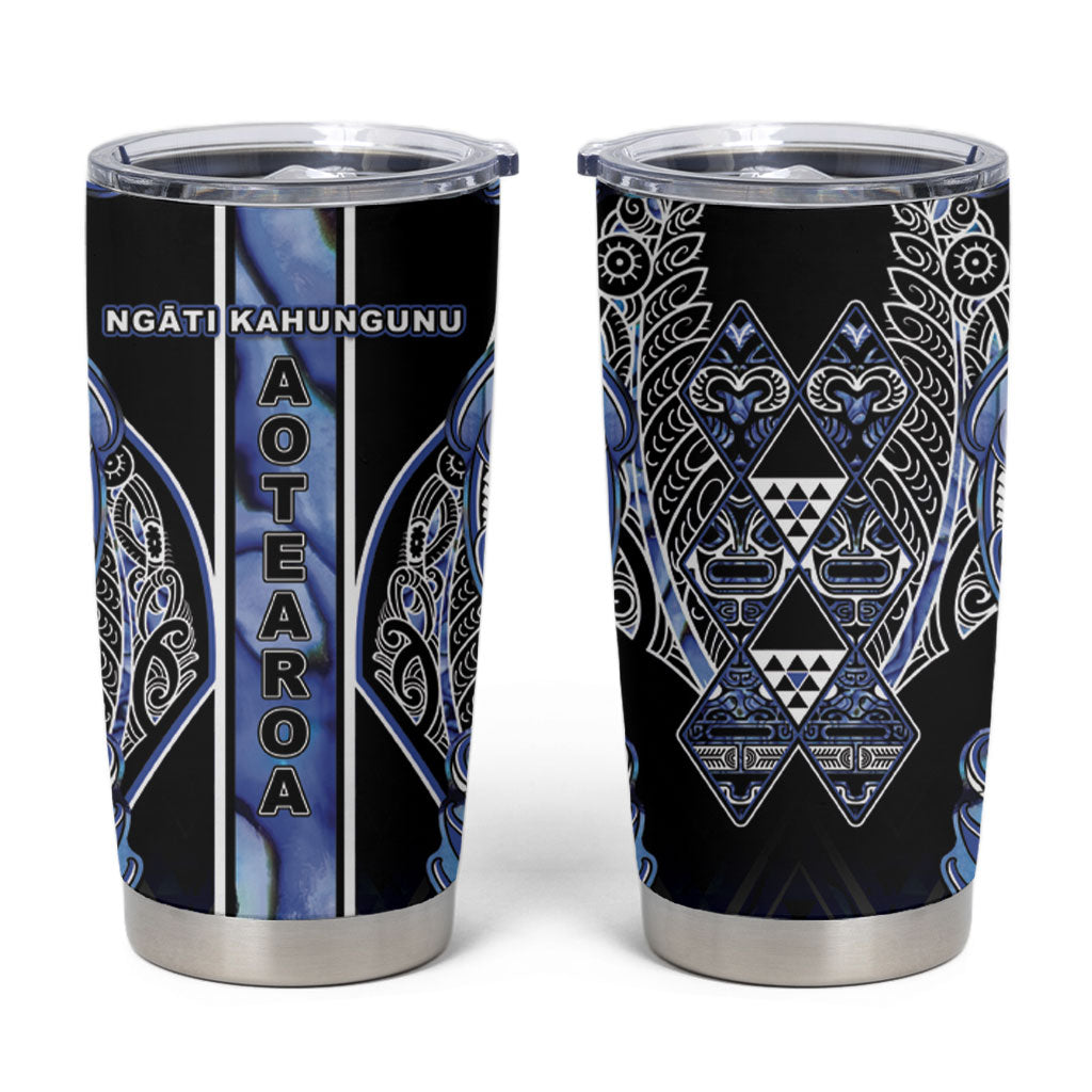 Aotearoa Ngati Kahungunu Tumbler Cup Maori Tribal Blue Paua Shell Pattern