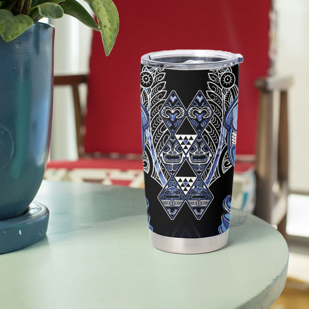 Aotearoa Ngati Kahungunu Tumbler Cup Maori Tribal Blue Paua Shell Pattern