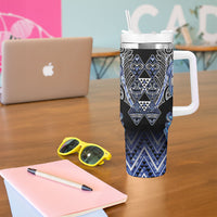 Aotearoa Ngati Kahungunu Tumbler With Handle Maori Tribal Blue Paua Shell Pattern