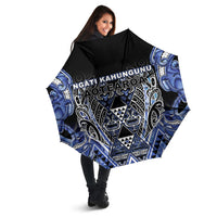Aotearoa Ngati Kahungunu Umbrella Maori Tribal Blue Paua Shell Pattern