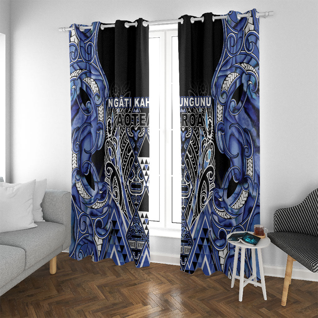 Aotearoa Ngati Kahungunu Window Curtain Maori Tribal Blue Paua Shell Pattern