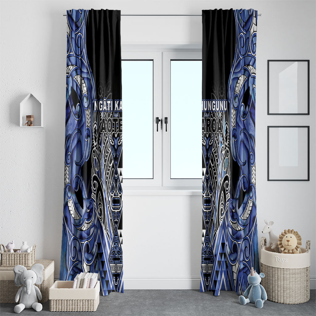 Aotearoa Ngati Kahungunu Window Curtain Maori Tribal Blue Paua Shell Pattern