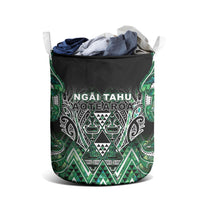 Aotearoa Ngai Tahu Laundry Basket Maori Tribal Dark Green Paua Shell Pattern