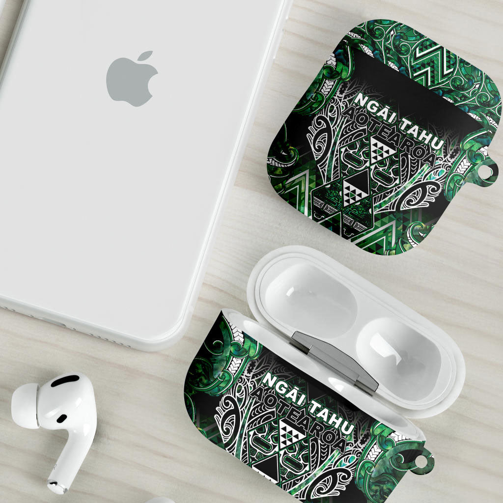 Aotearoa Ngai Tahu AirPods Case Maori Tribal Dark Green Paua Shell Pattern